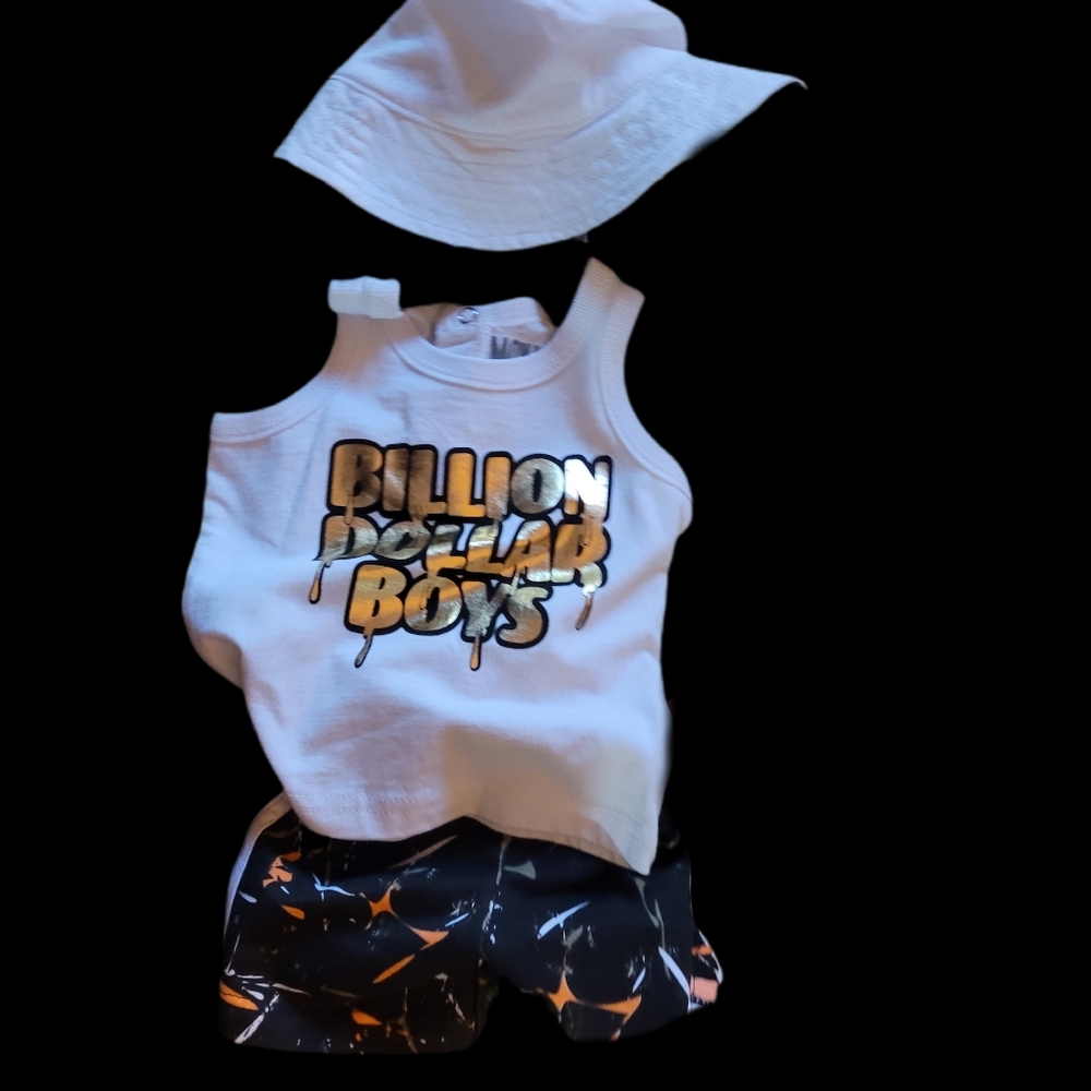 3m NWT Baby Boy 3pc Outfit Set Shorts Shirt Hat